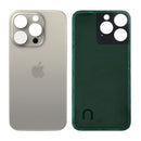 iPhone 15 Pro Achterkant glas | Met logo | Big hole | Naturel Titanium Grijs