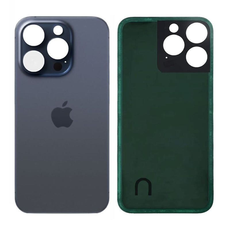 iPhone 15 Pro Achterkant glas | Met logo | Big hole | Blauw Titanium