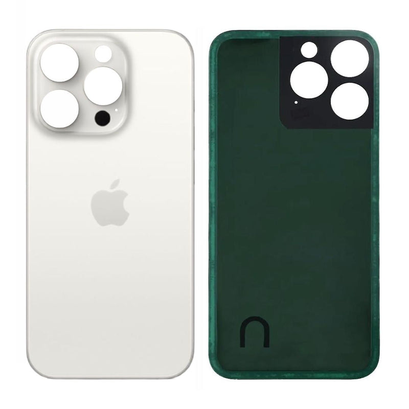 iPhone 15 Pro Achterkant glas | Met logo | Big hole | Wit Titanium