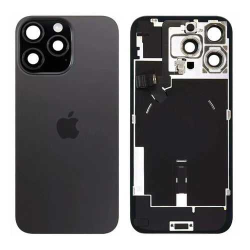 iPhone 16 Pro Max Achterkant Glas Zwart met Frame en NFC + Zaklamp