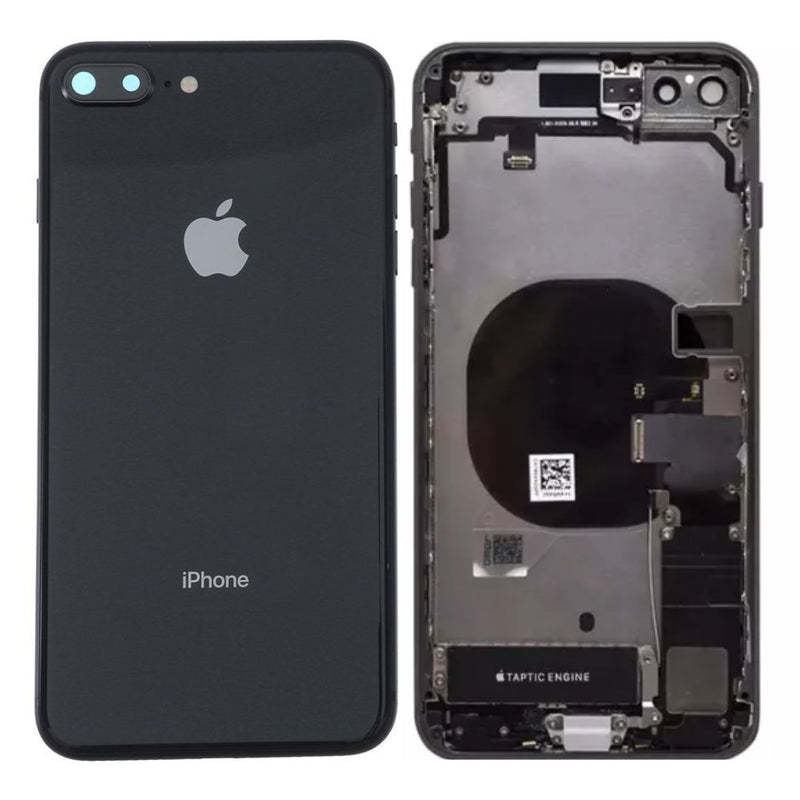 iPhone 8 Plus Behuizing voorgemonteerd met logo | Zwart